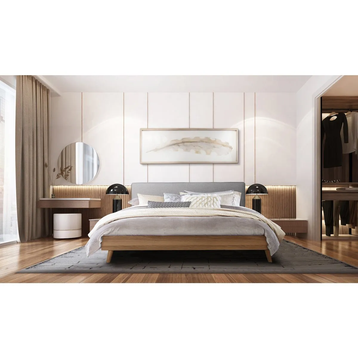 Cassidy Full Platform Bed with Upholstered Headboard