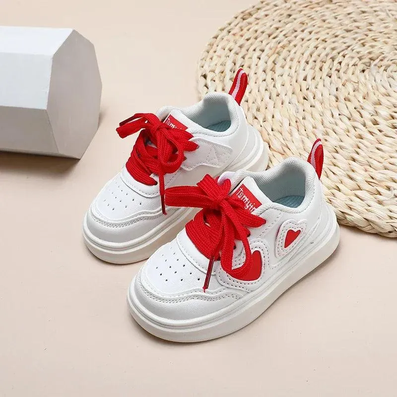 Children's Casual Shoes - Girls' Hearts Pattern Patchwork Sneakers - TSS240