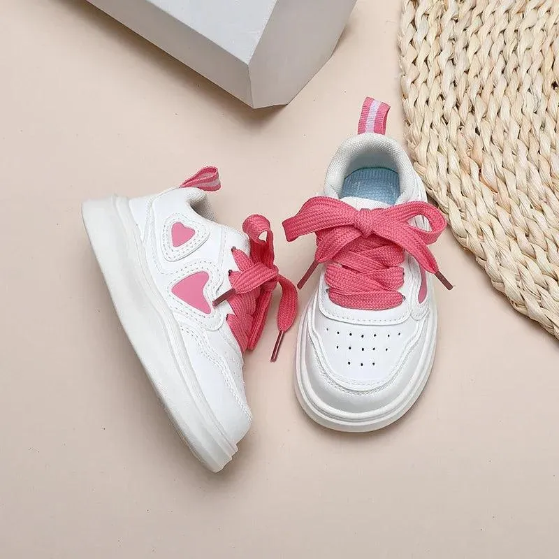 Children's Casual Shoes - Girls' Hearts Pattern Patchwork Sneakers - TSS240