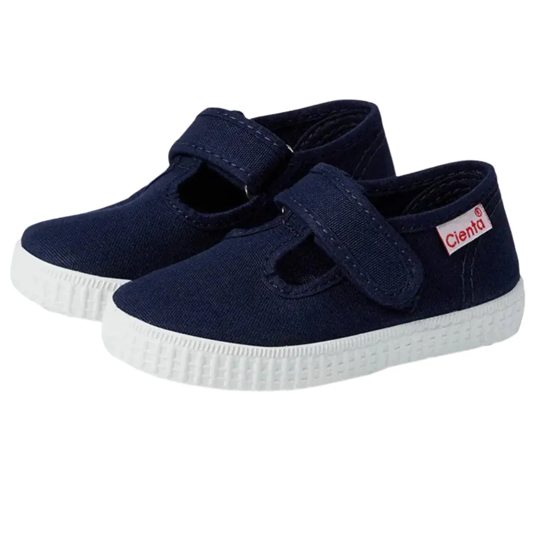 Cienta Navy Velcro T-Strap