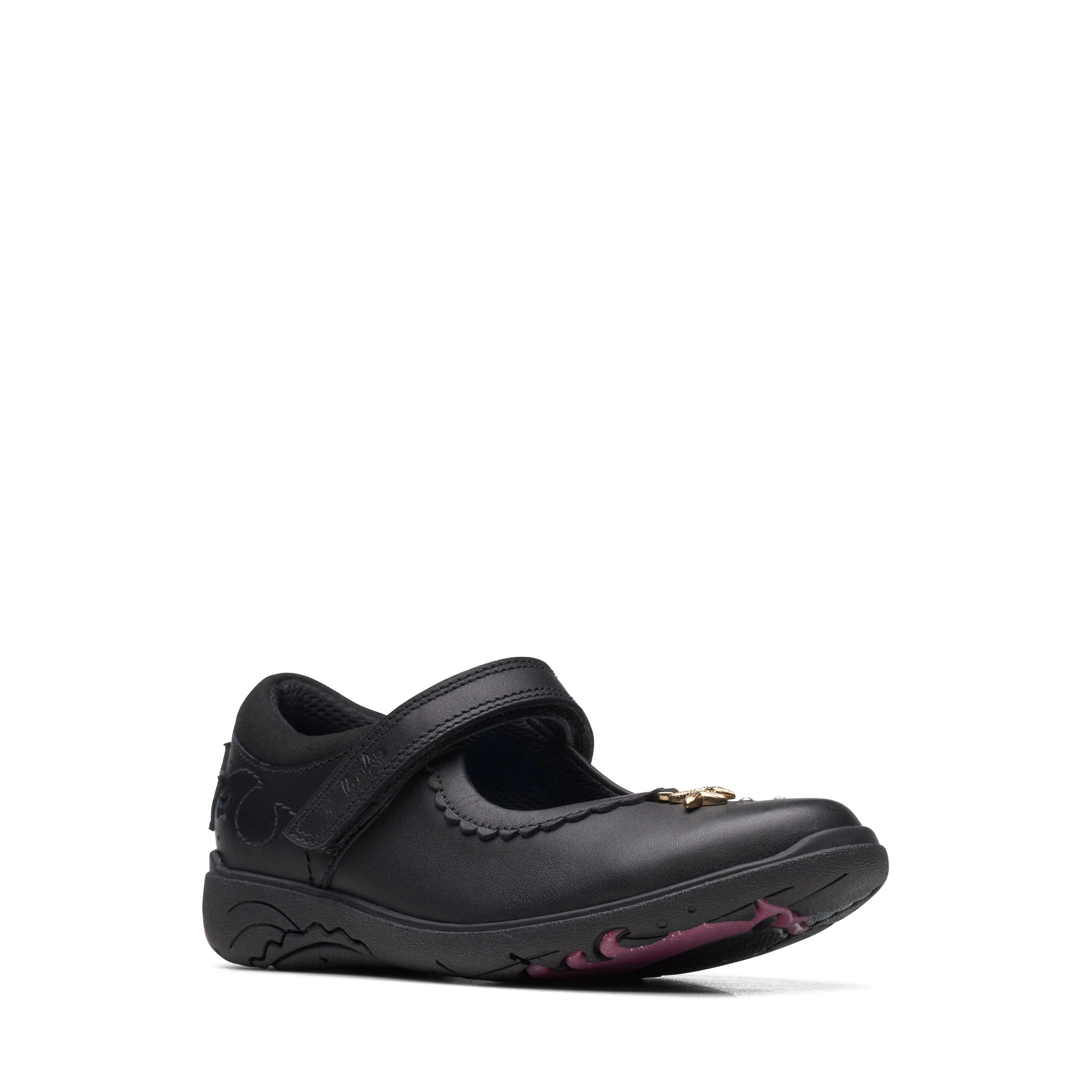 Clarks Relda Sea K Girls Black School Shoe