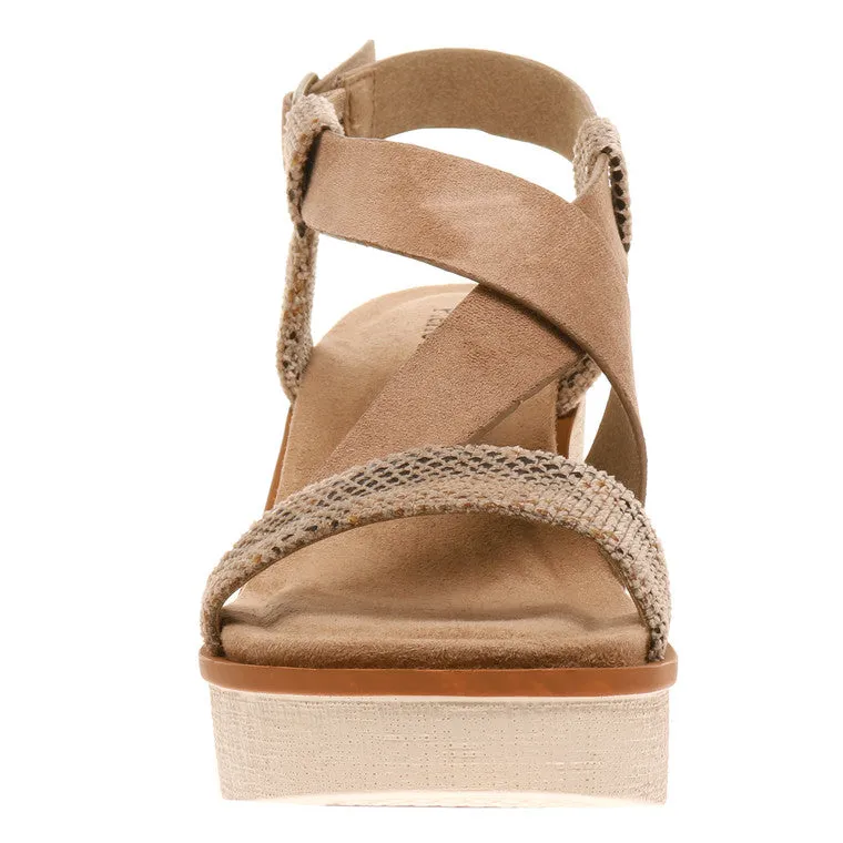 Clue Taupe Adjustable Sling Back Wedge Platform Sandal with Buckle Closure *FINAL SALE*