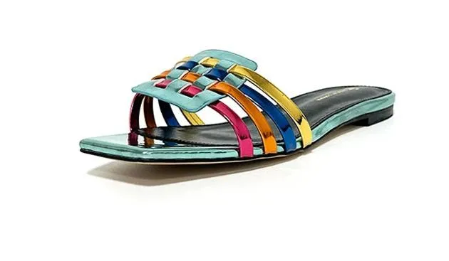 Colorful Woven Open Toe Slippers