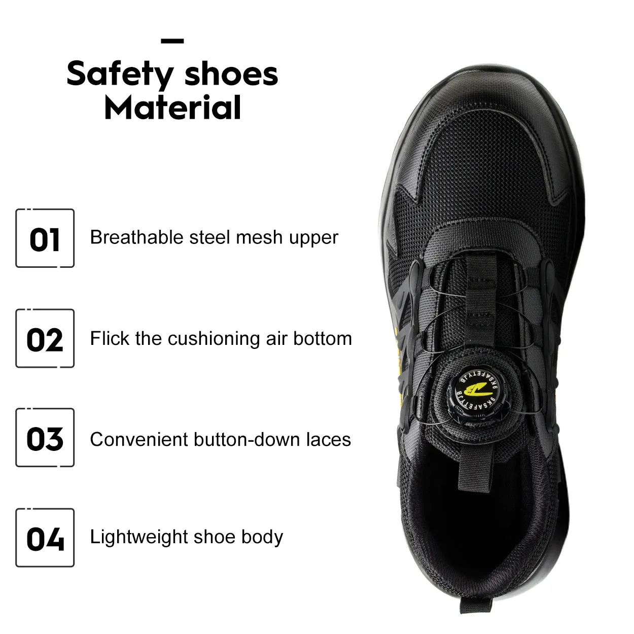 Comfortable Stylish Snap Knob Steel Toe Orthopedic Shoes W818