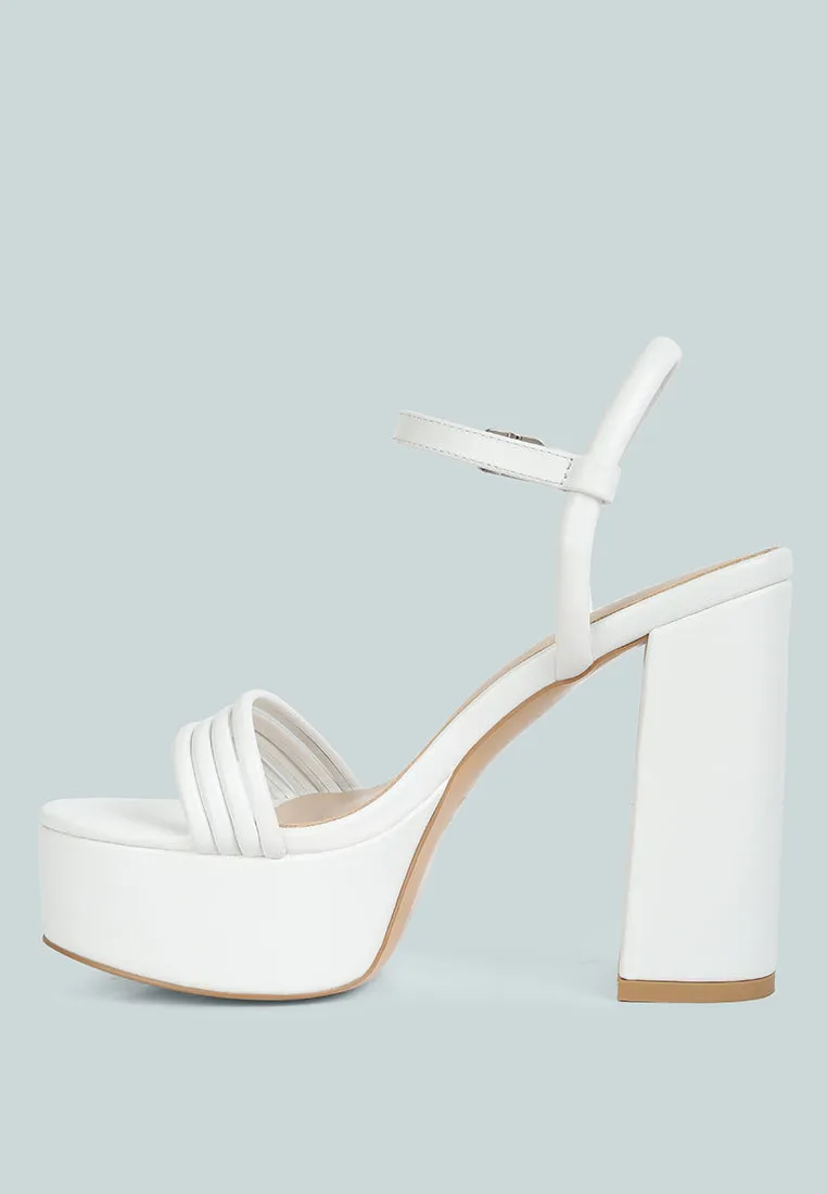 Cruella White Block Heel Platform Sandals