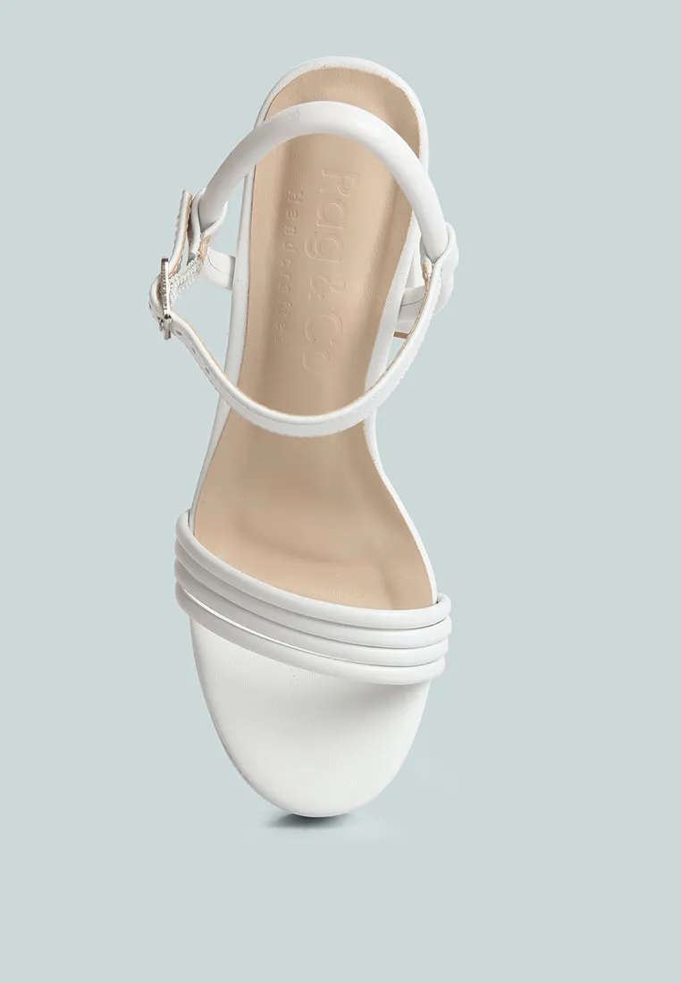 Cruella White Block Heel Platform Sandals