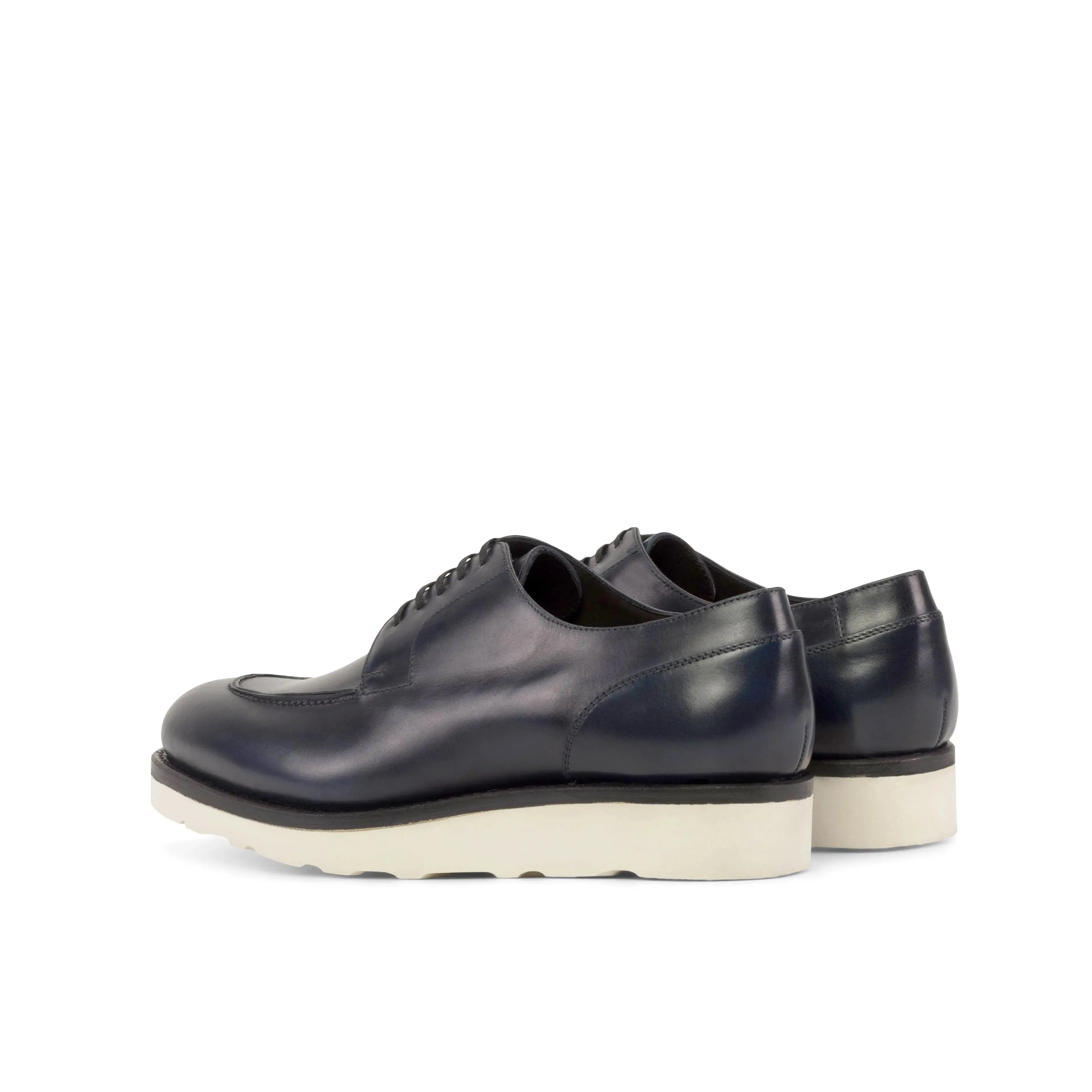 DapperFam Lorenzo in Navy Men's Italian Leather Derby Split Toe