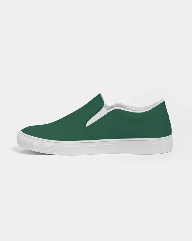 Dark Green Slip-On Canvas Sneakers | Women's | Dark Pastel Green | C60M0Y60K80