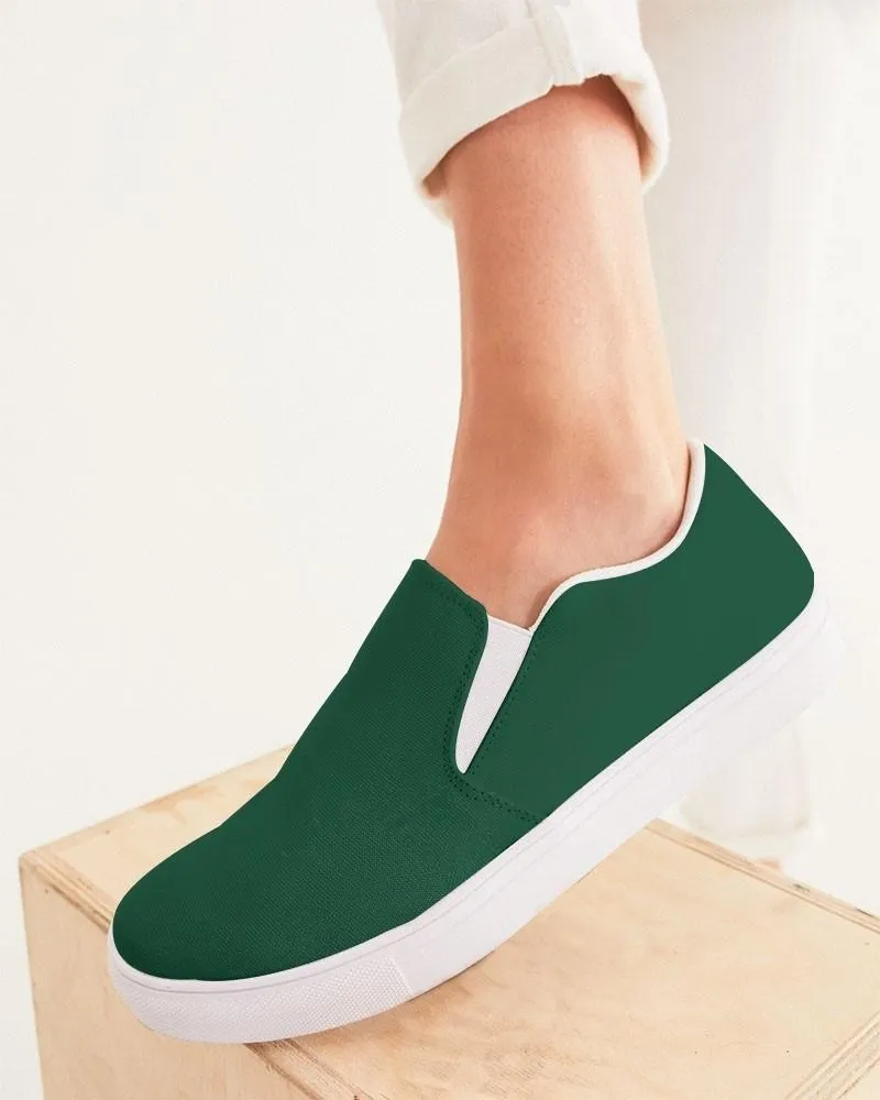 Dark Green Slip-On Canvas Sneakers | Women's | Dark Pastel Green | C60M0Y60K80