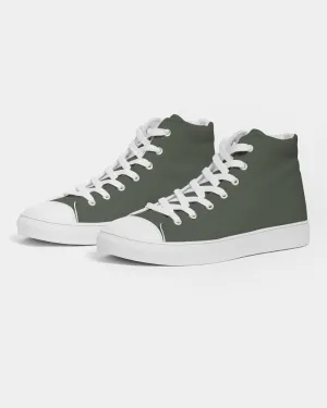 Dark Warm Green Men's High-top Canvas Sneakers | Men's | Dark Pale Pastel Warm Green | C15M0Y30K80