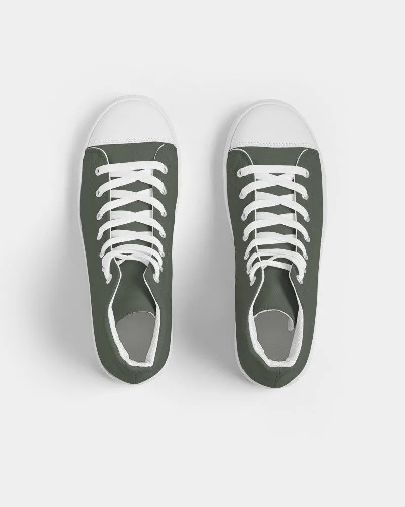 Dark Warm Green Men's High-top Canvas Sneakers | Men's | Dark Pale Pastel Warm Green | C15M0Y30K80