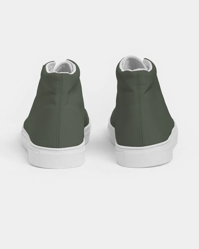 Dark Warm Green Men's High-top Canvas Sneakers | Men's | Dark Pale Pastel Warm Green | C15M0Y30K80