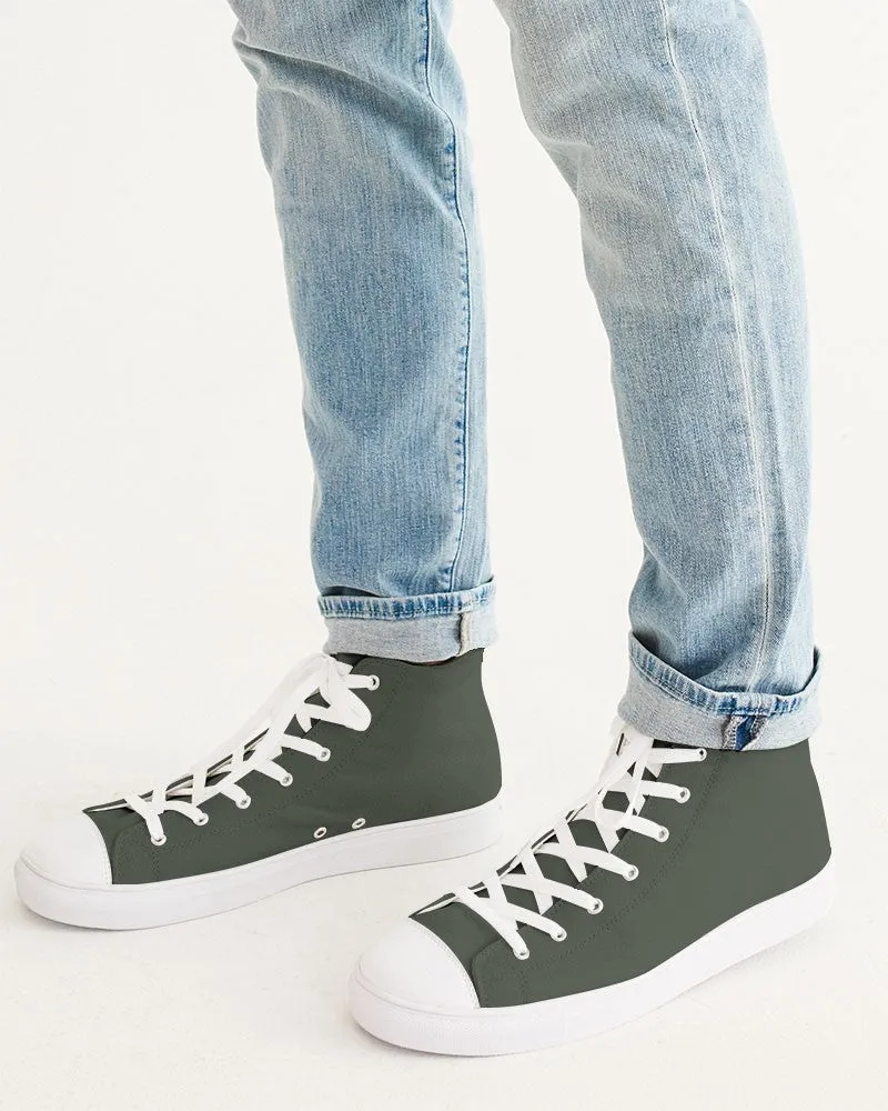 Dark Warm Green Men's High-top Canvas Sneakers | Men's | Dark Pale Pastel Warm Green | C15M0Y30K80