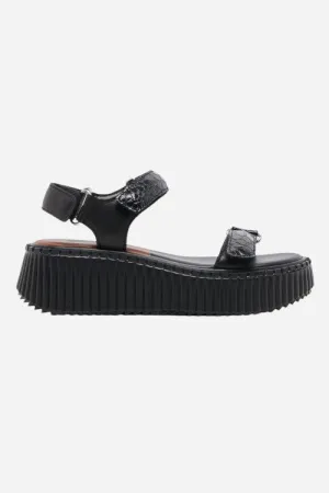 Dolce Vita Debra Sandals in Midnight Embossed Leather