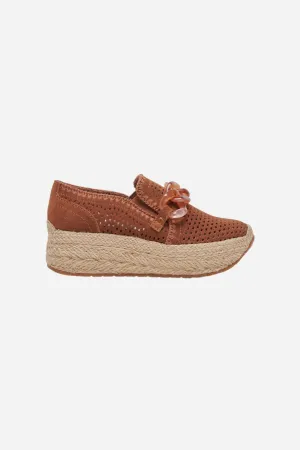 Dolce Vita Jhenee Espadrille Sneakers in Pecan Perforated Suede