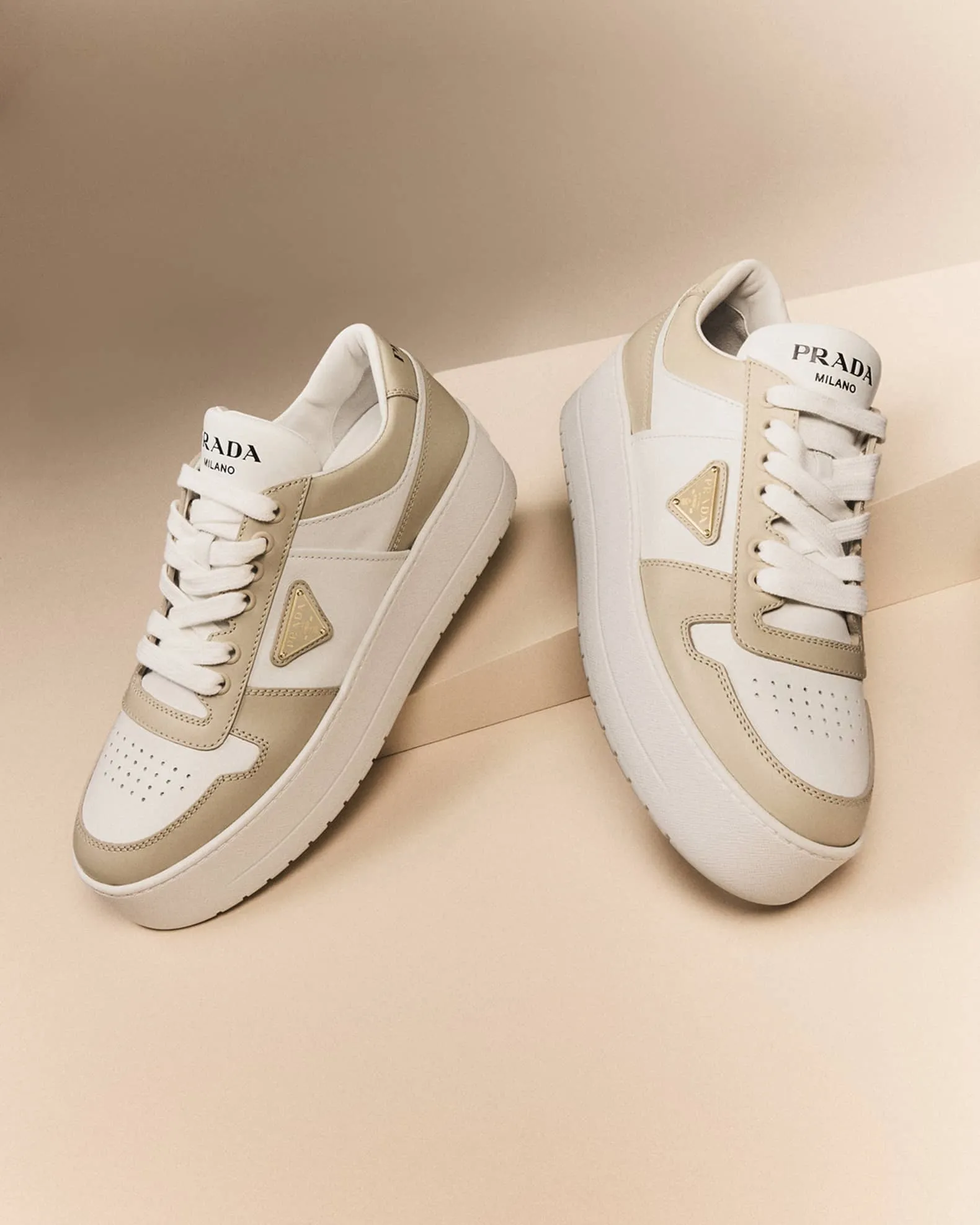 Downtown Bicolor Leather Low-Top Sneakers