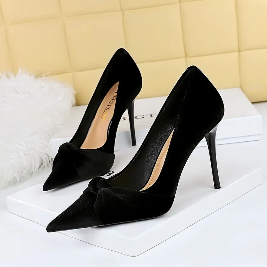 Elegant High Heel Pointed-toe Suede Butterfly Bow Shoes