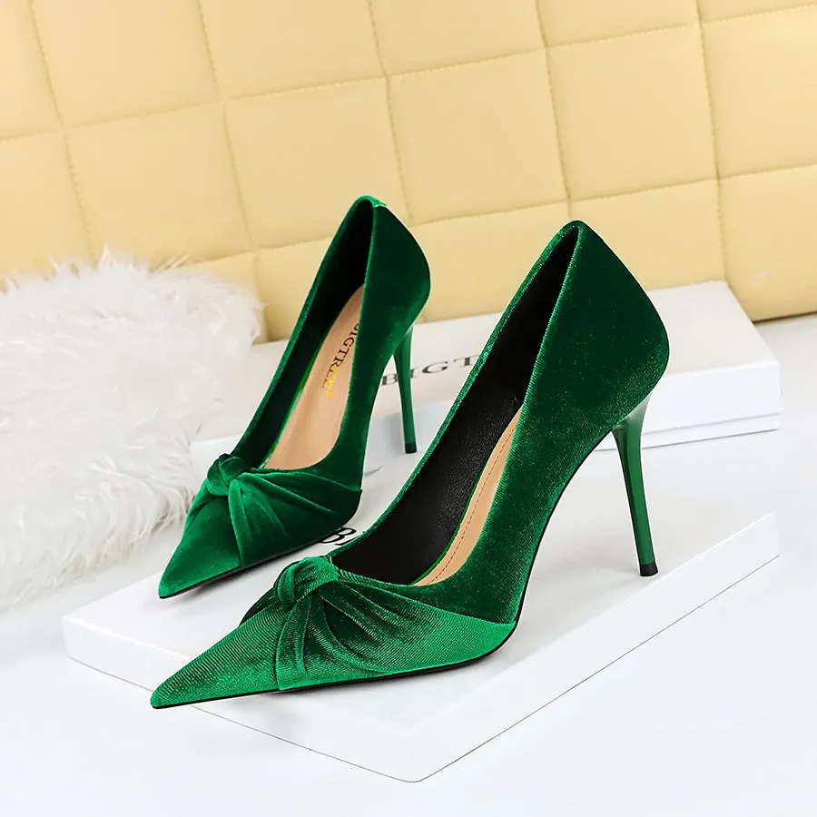 Elegant High Heel Pointed-toe Suede Butterfly Bow Shoes