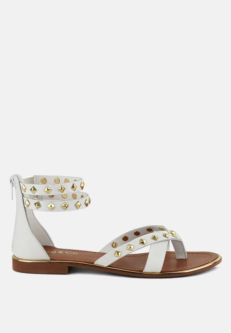 Emmeth Studs Embellished Flat Sandals