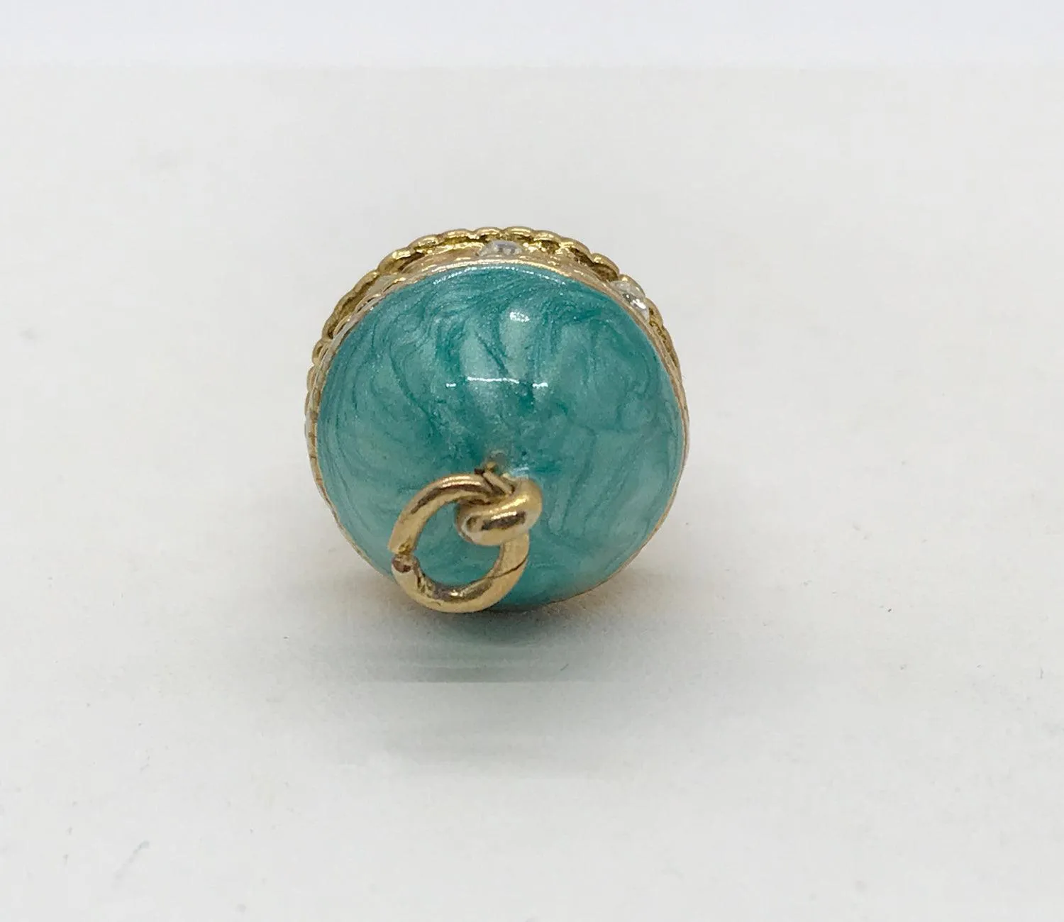 Exquisite Egg Pendant in Teal Enamel