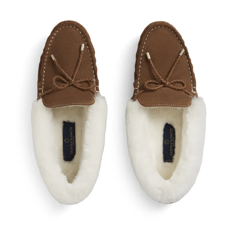 Fairfax & Favor Henley Shearling Lined Ladies Slipper - Tan