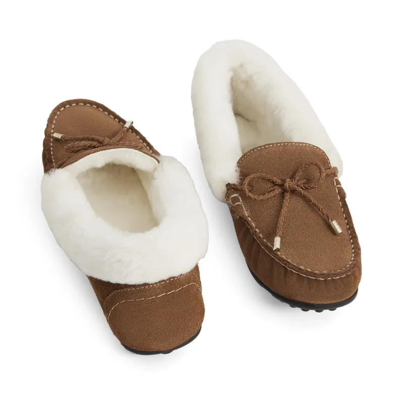 Fairfax & Favor Henley Shearling Lined Ladies Slipper - Tan