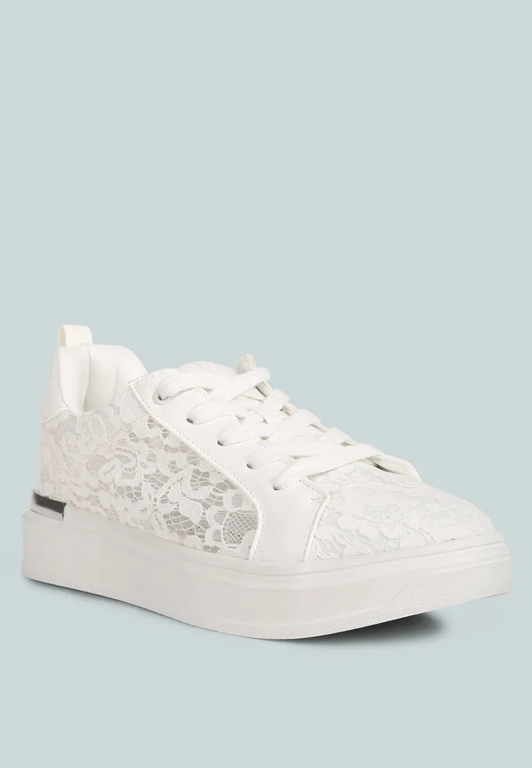 Flakes Lace Detail Low Platform Sneakers