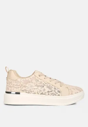 Flakes Lace Detail Low Platform Sneakers