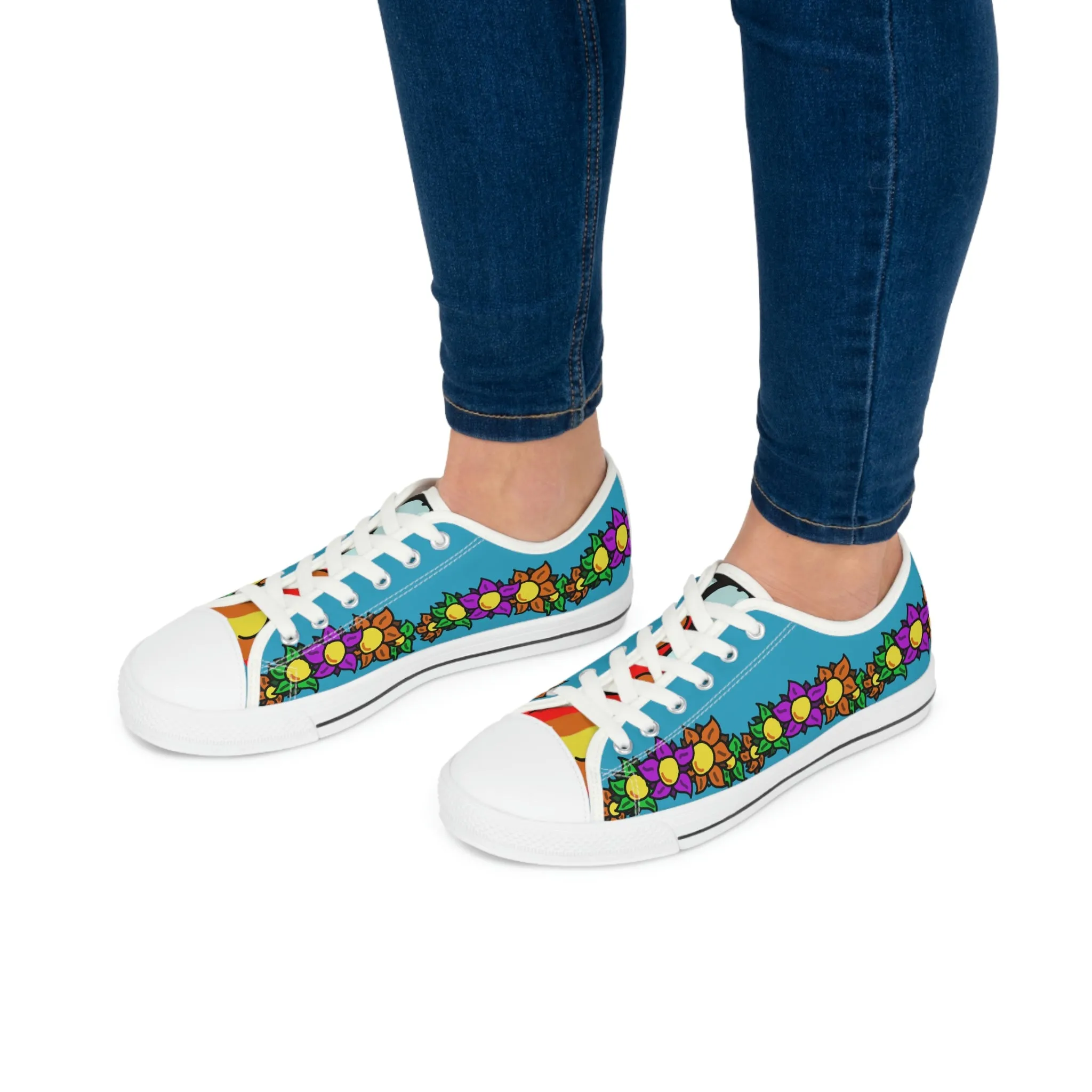 Flowery Blue Sneakers - Women's Sizes