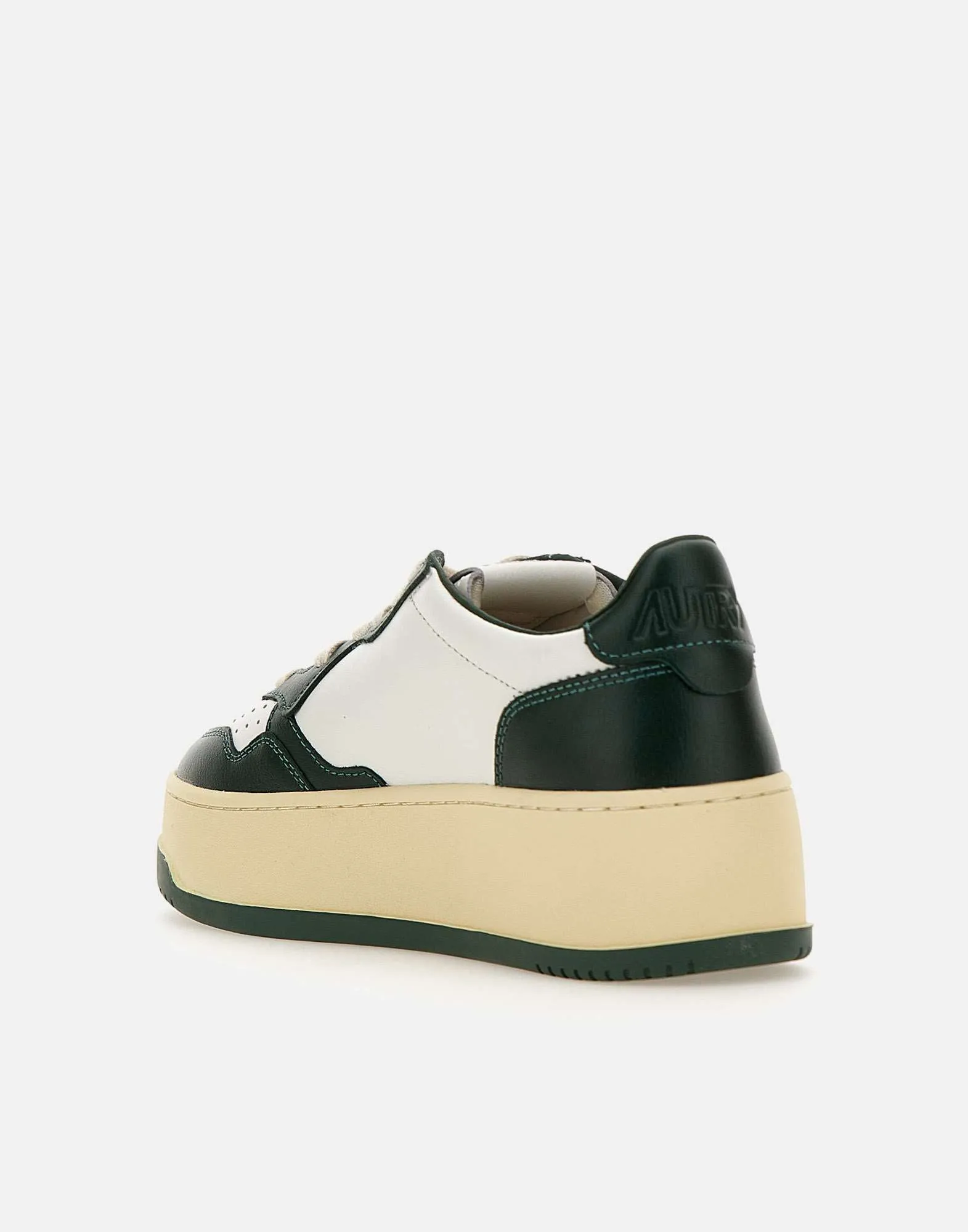 Forest Green Leather Platform Sneakers