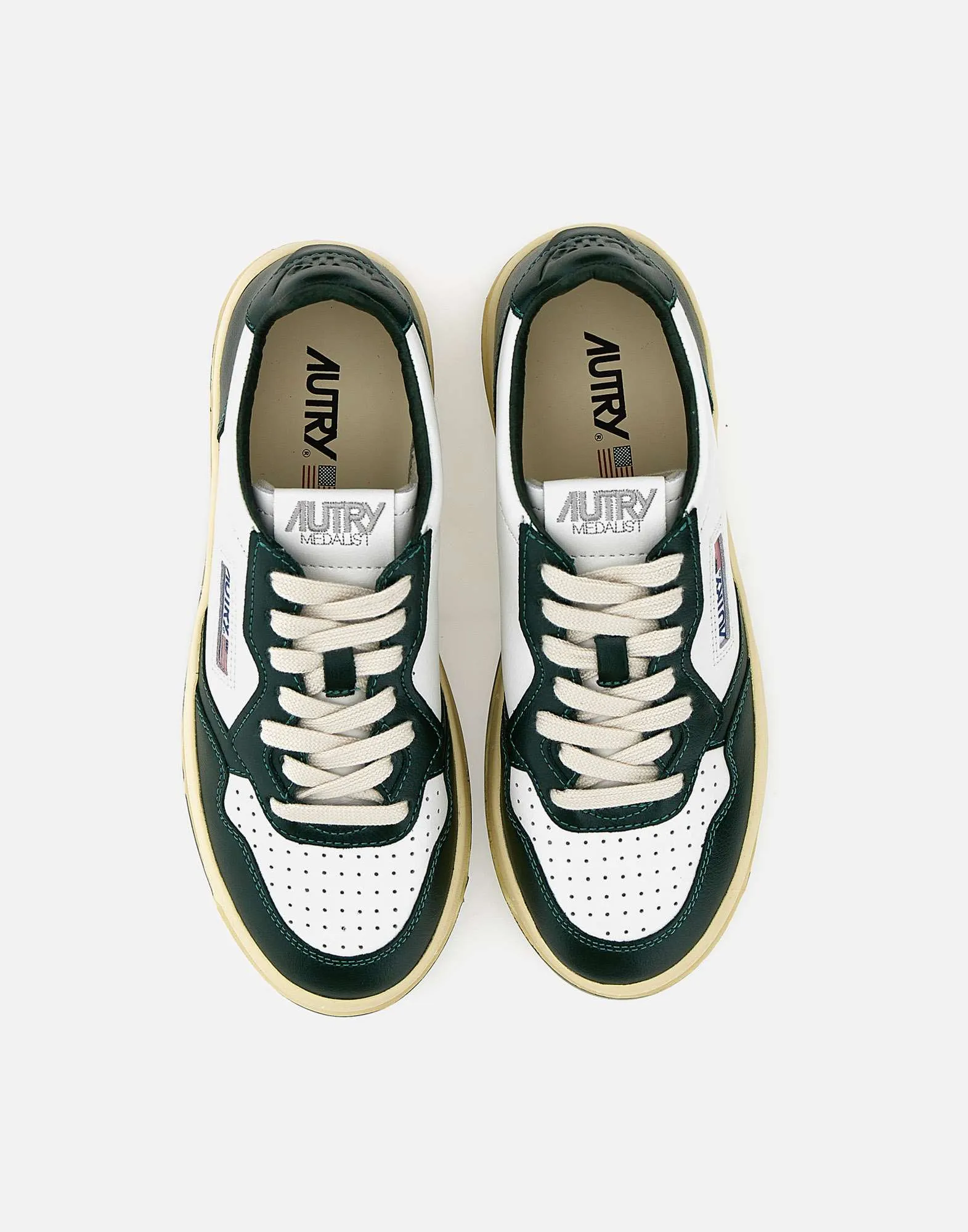 Forest Green Leather Platform Sneakers