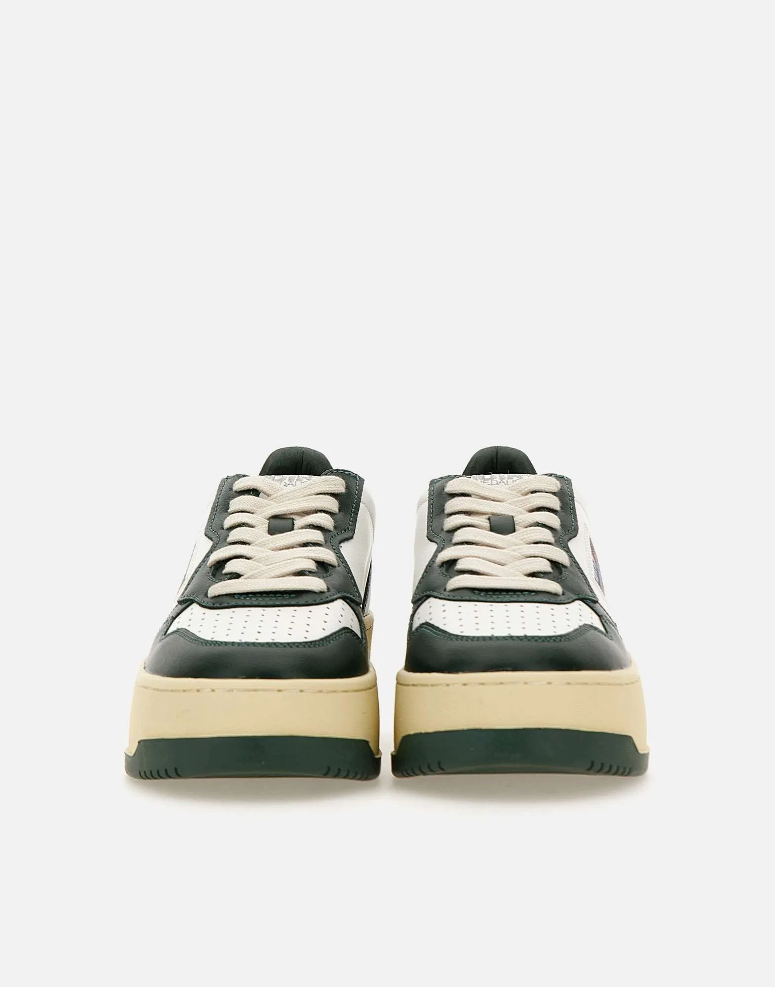 Forest Green Leather Platform Sneakers