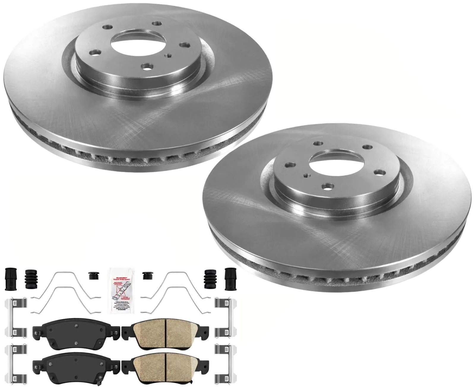 Front & Rear 330mm Disc Brake Rotors Ceramic Brake Pads for Infiniti Q60 14-15