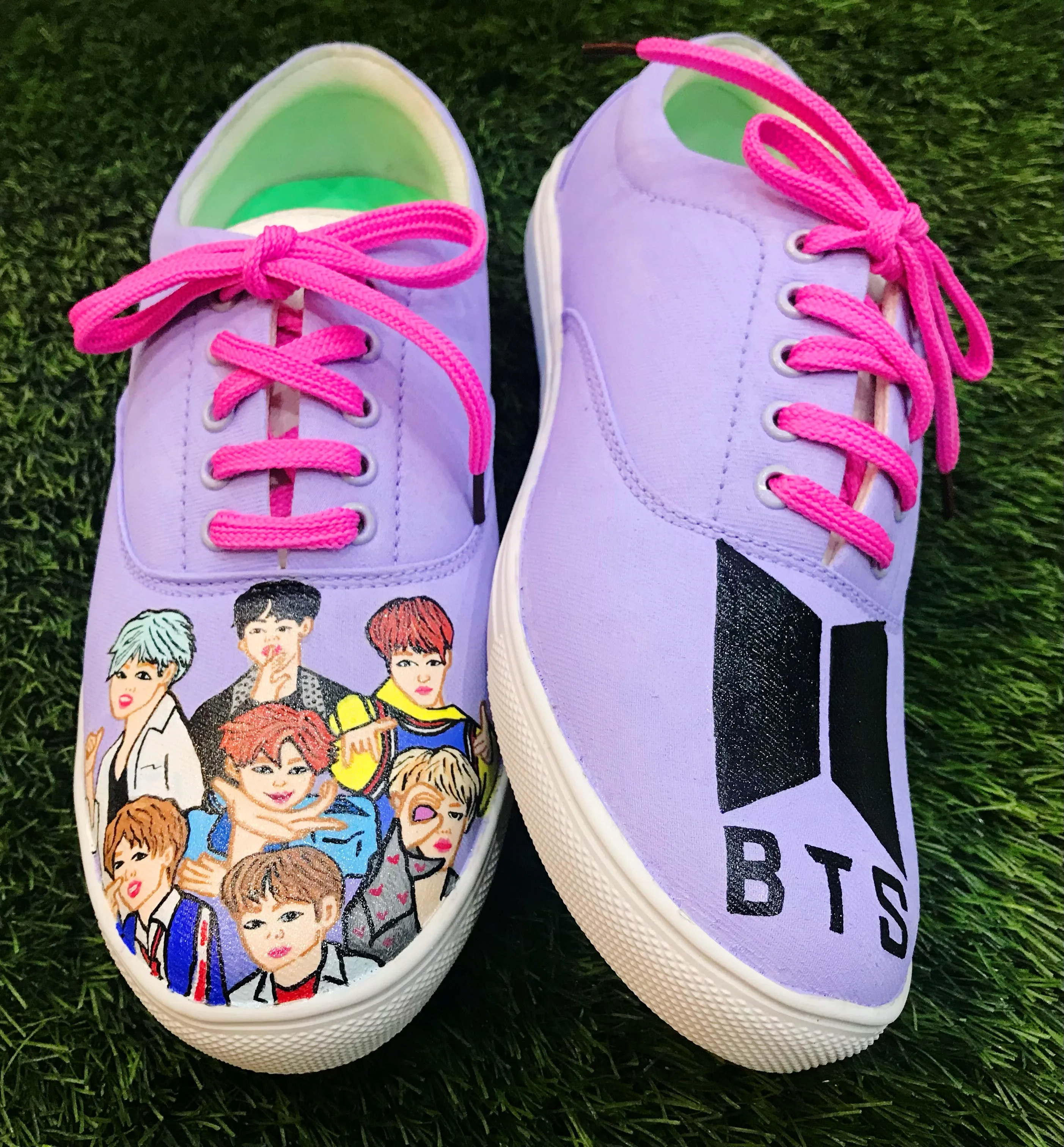 Funky N Trendy hand painted water resistant BTS theme PURPLE casual shoes