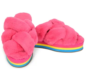 Furry Platform Slippers