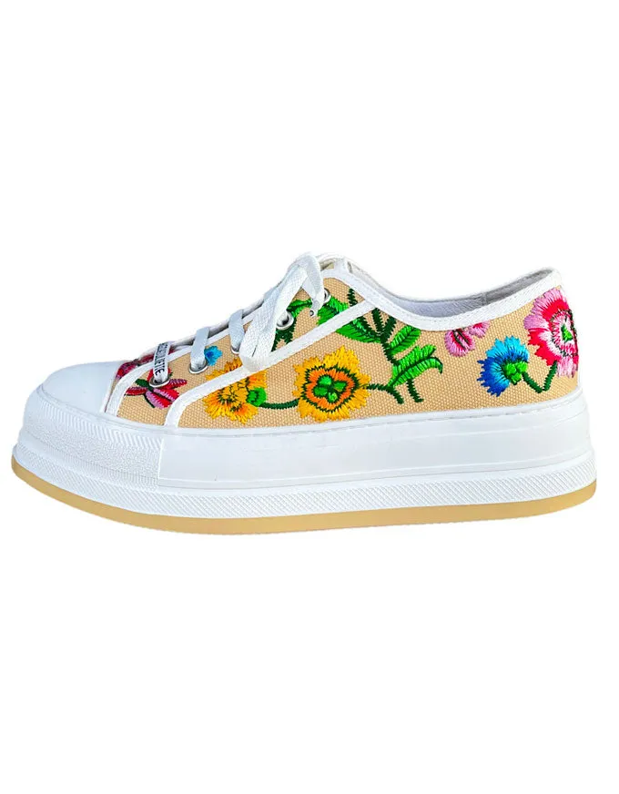 Gando Embroidered Floral Sneakers