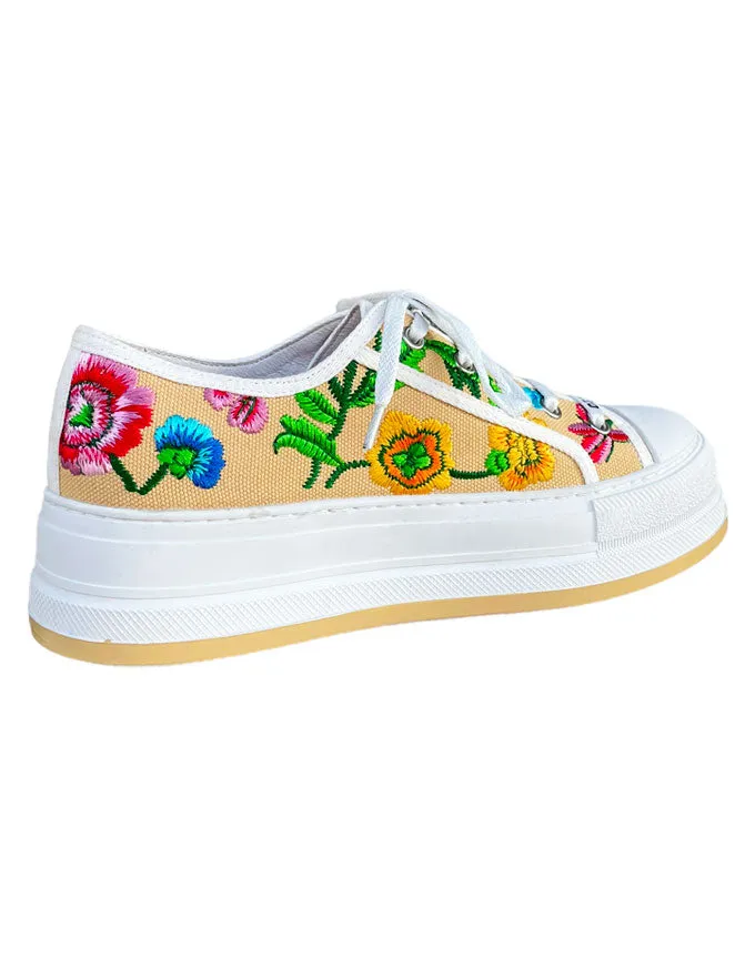 Gando Embroidered Floral Sneakers