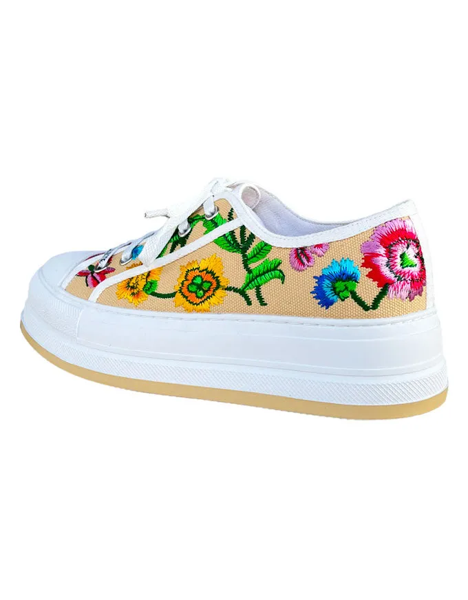 Gando Embroidered Floral Sneakers