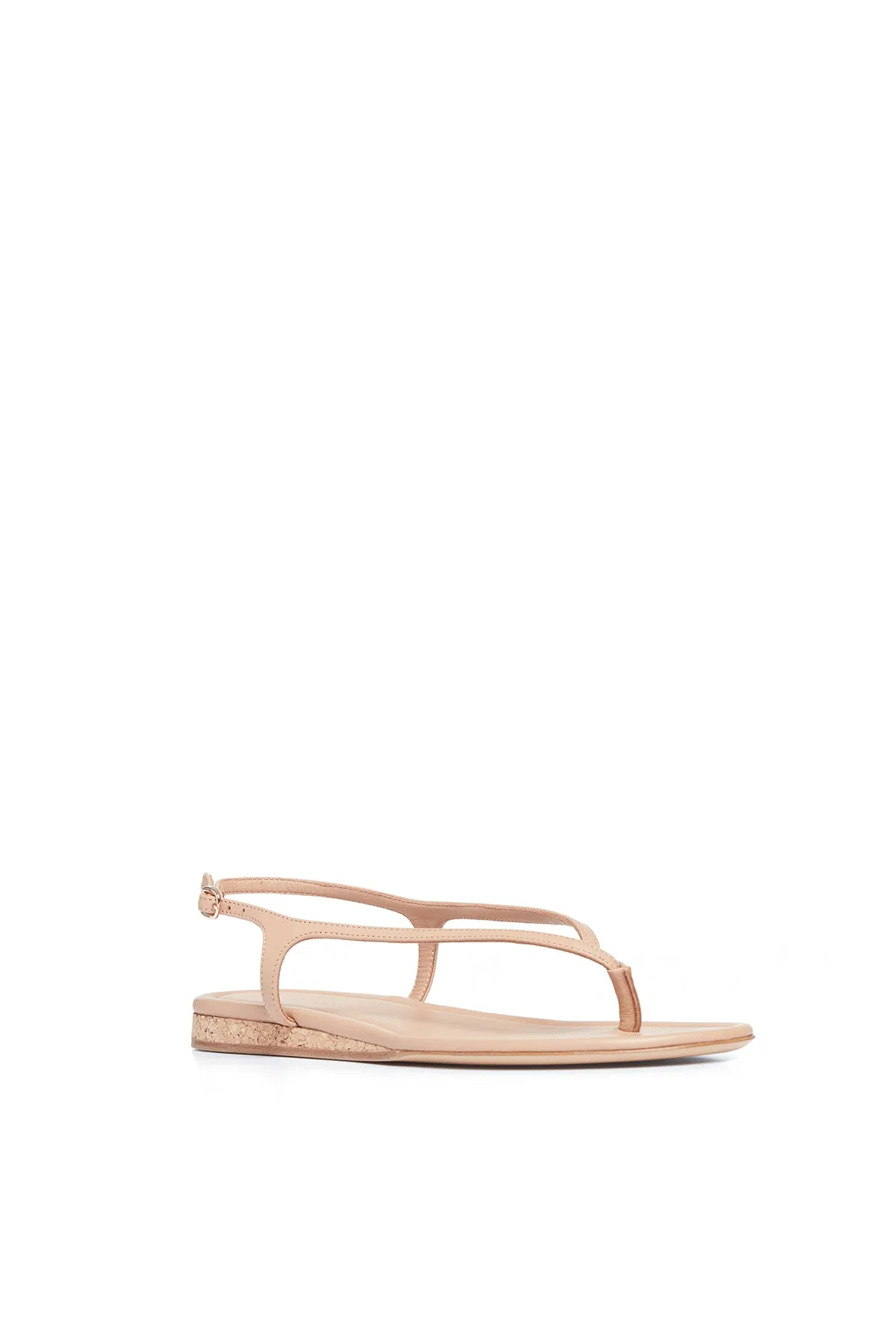 Gia Flat Sandal in Dark Camel Nappa Leather