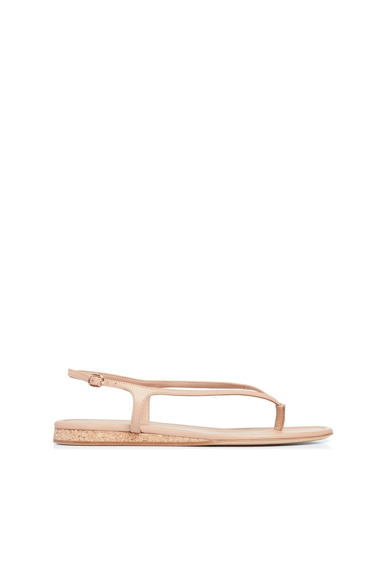 Gia Flat Sandal in Dark Camel Nappa Leather