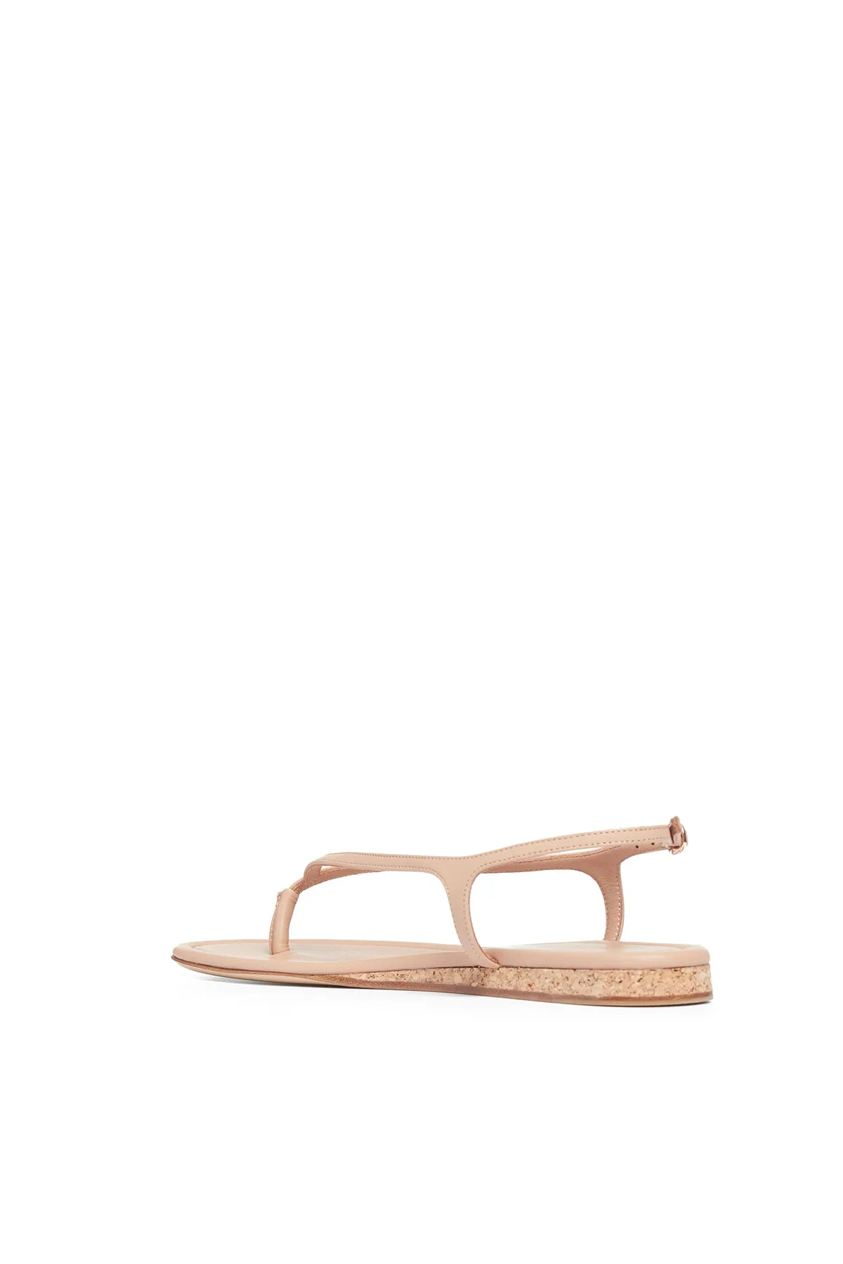 Gia Flat Sandal in Dark Camel Nappa Leather