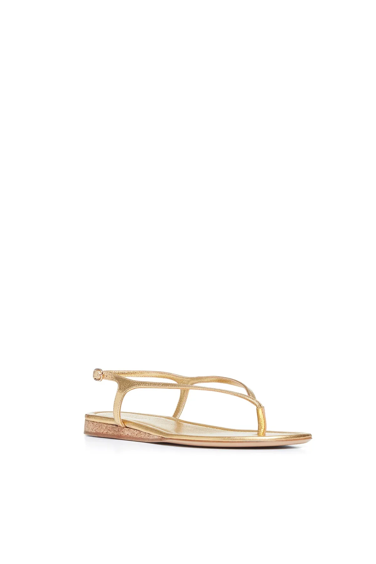 Gia Flat Sandal in Gold Metallic Nappa Leather