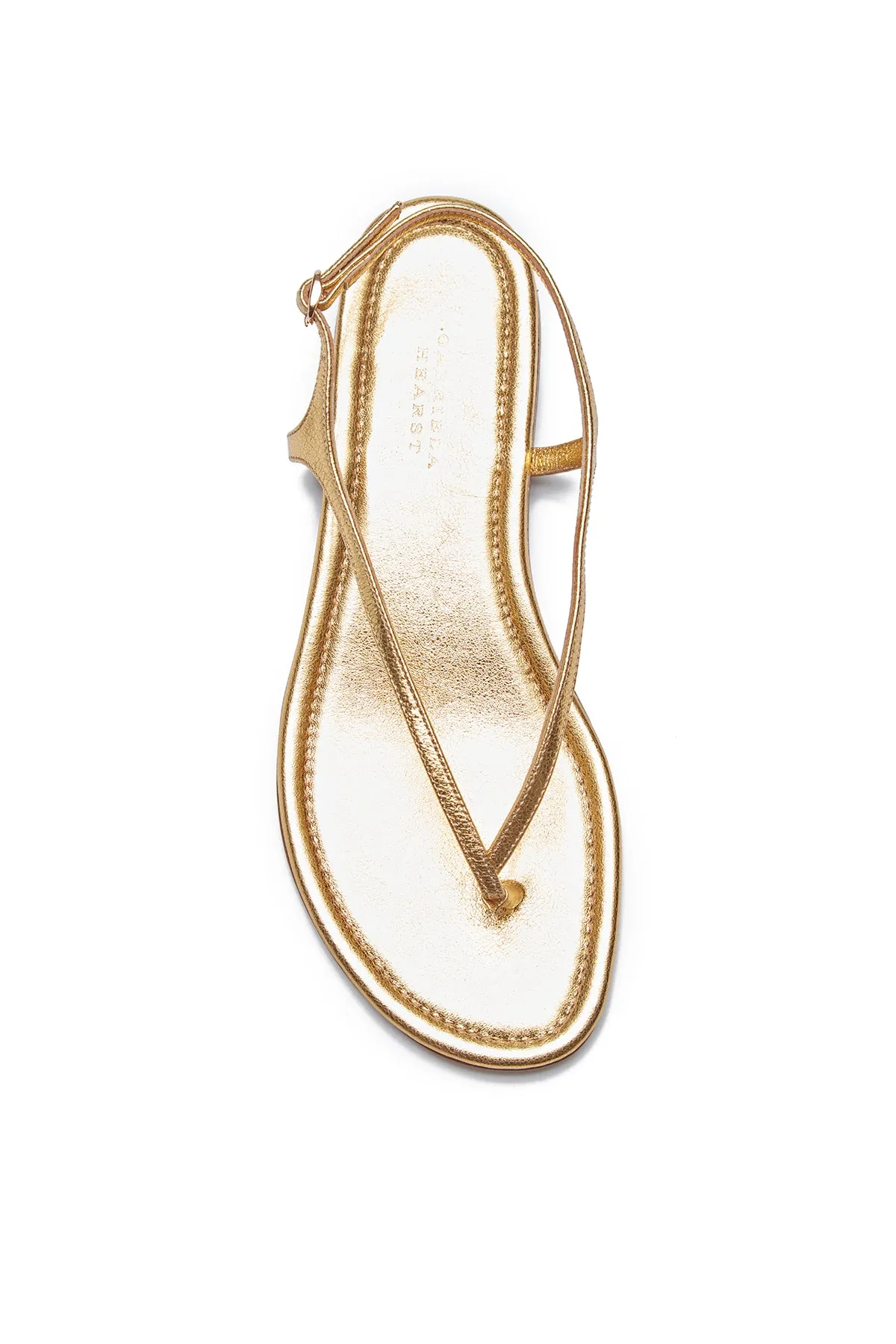 Gia Flat Sandal in Gold Metallic Nappa Leather