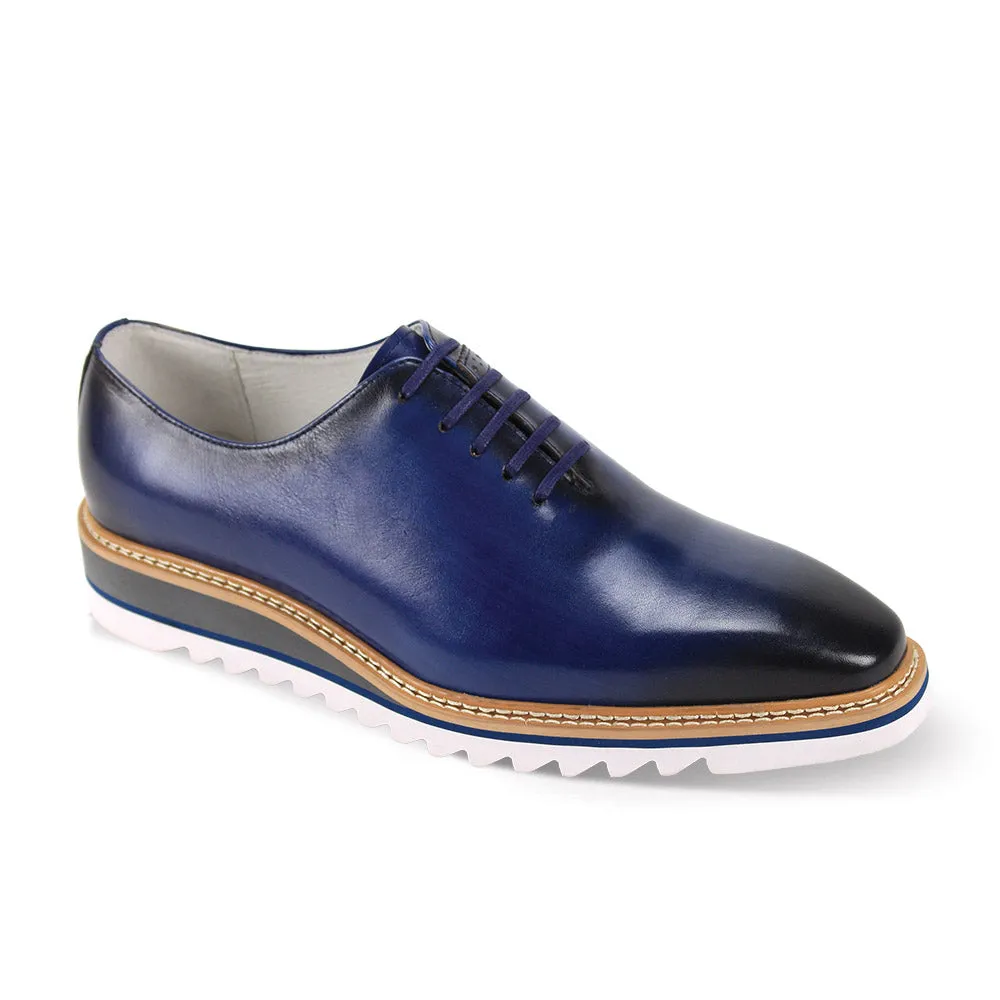 Giovanni Blue Men's Oxford Lace-up Leather Shoes Rubber Sole