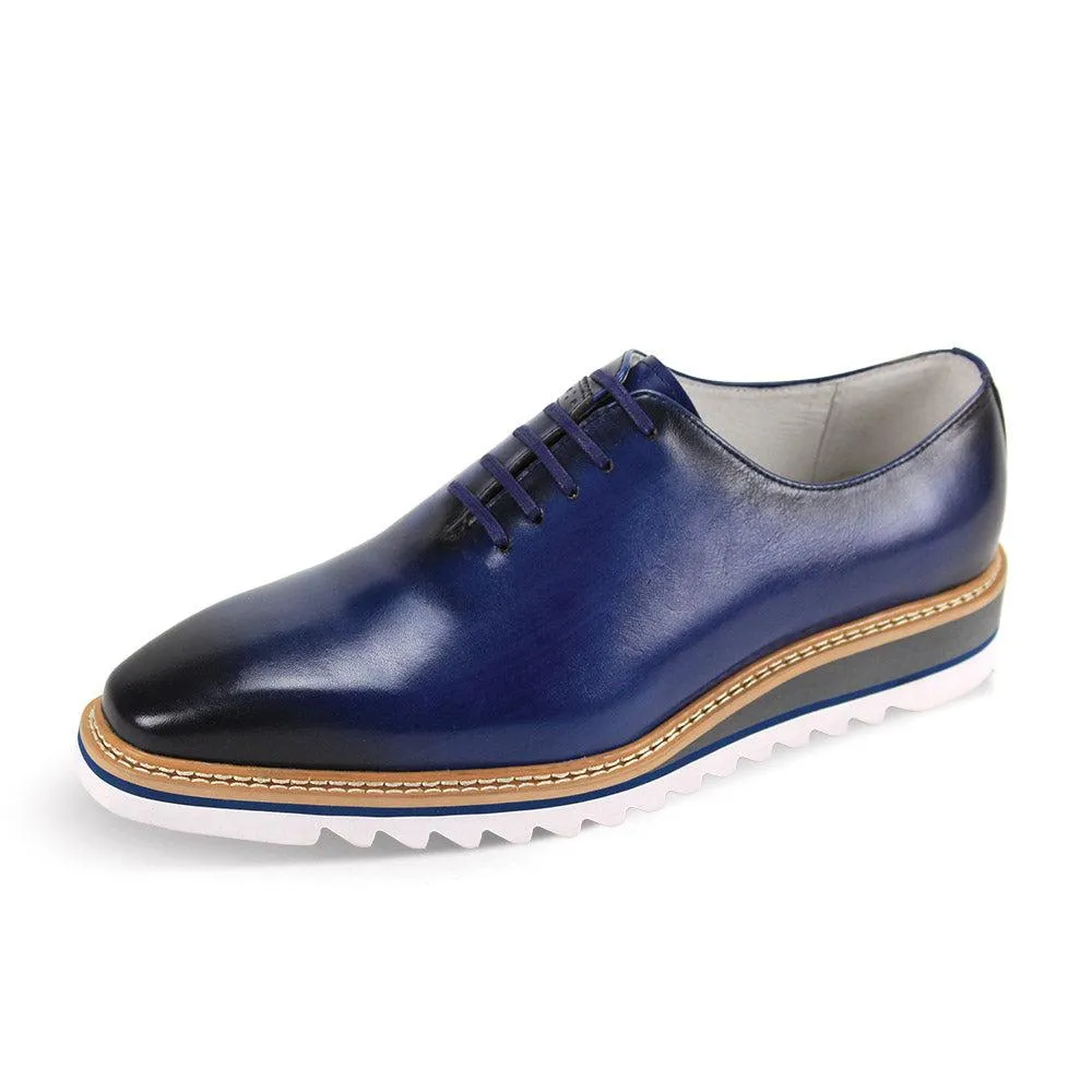 Giovanni Blue Men's Oxford Lace-up Leather Shoes Rubber Sole