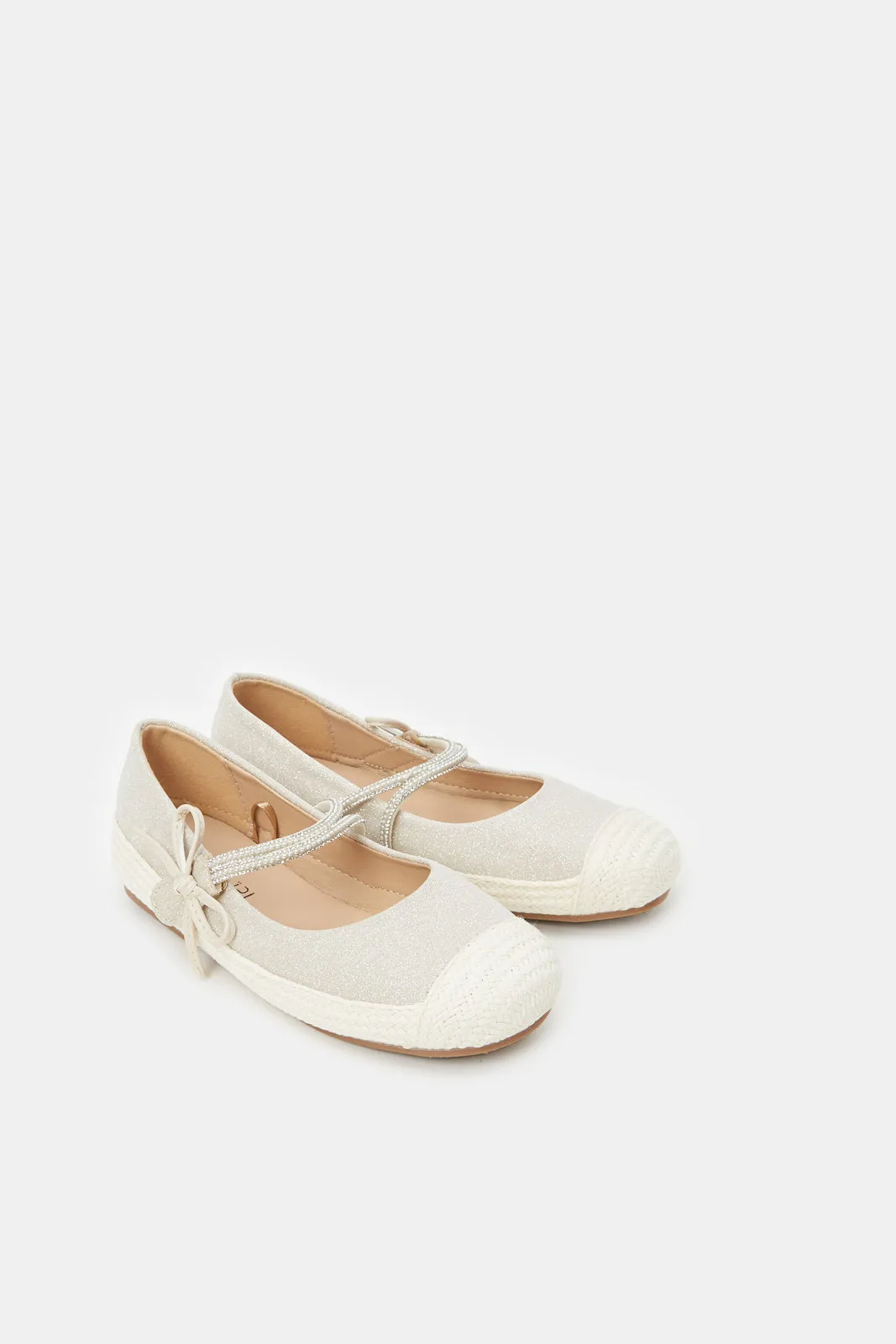 Girls Beige Velcro Espadrilles