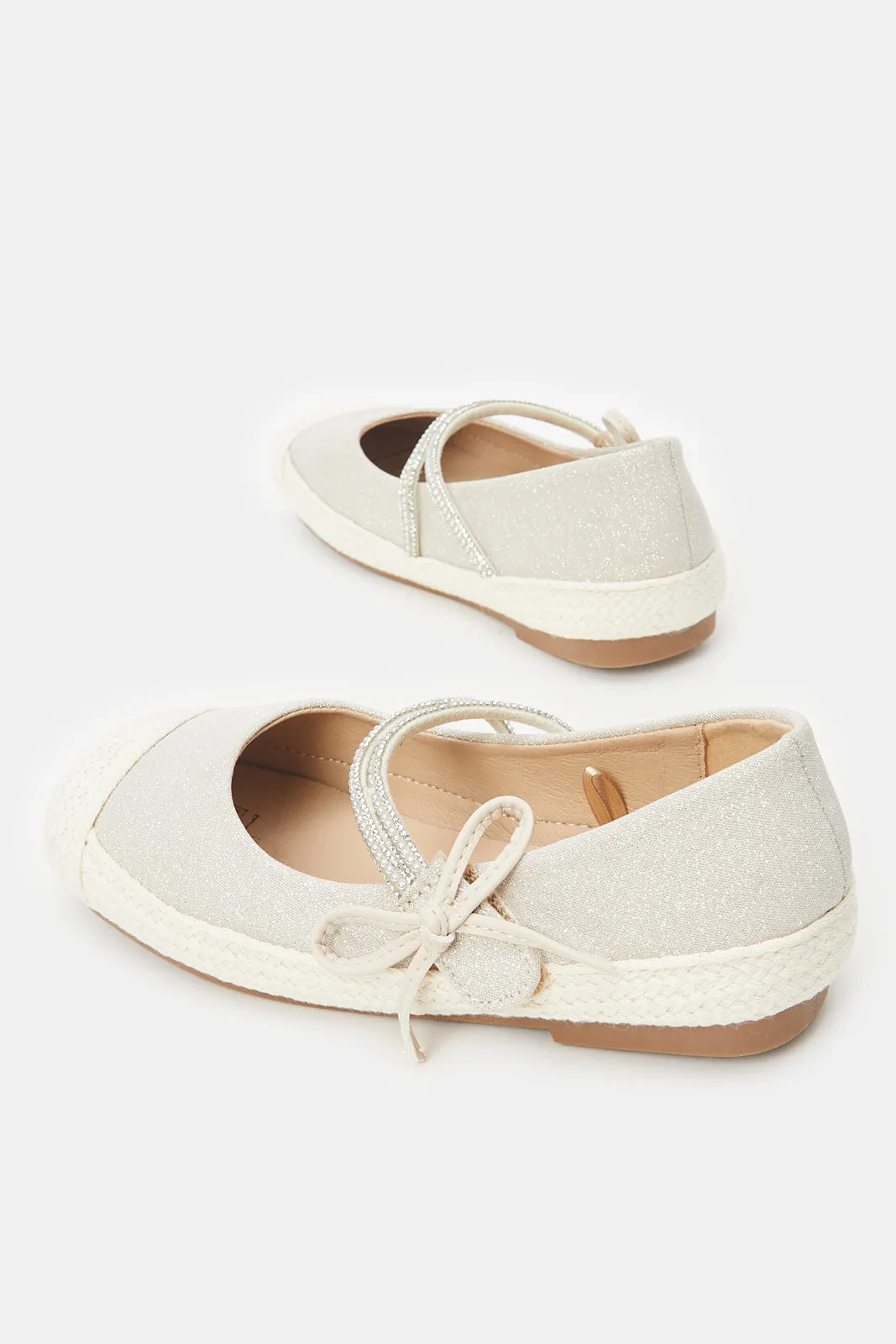 Girls Beige Velcro Espadrilles