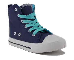 Girls Pinky Lace Up Canvas High Top Sneakers Poppy-01 Navy