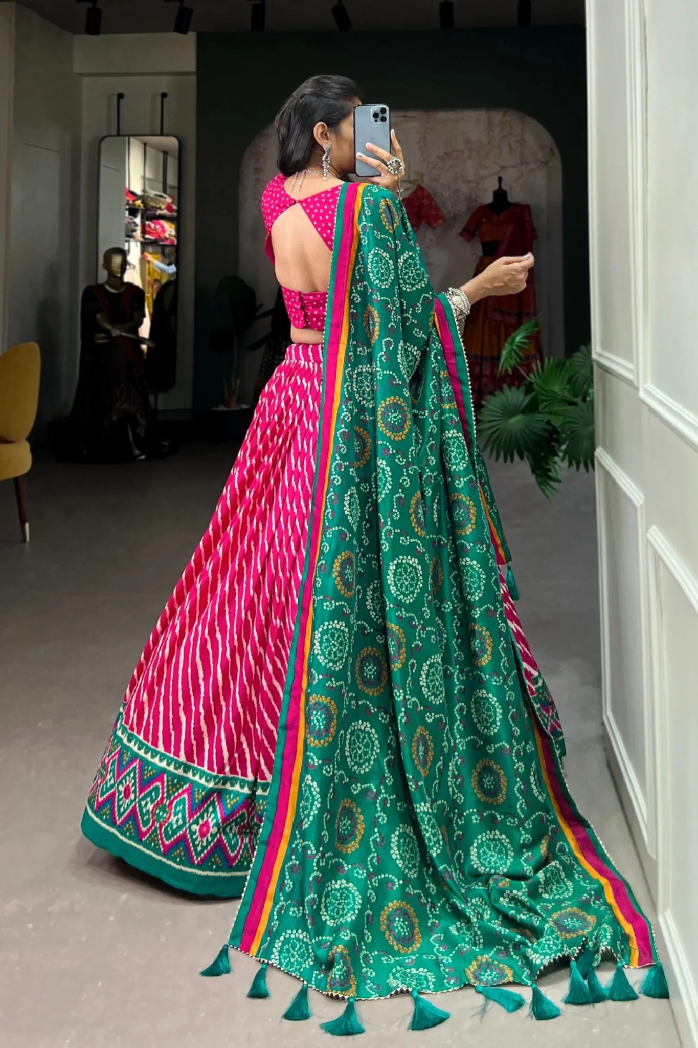 Gorgeous Patola Leheriyu Print Lehenga Choli