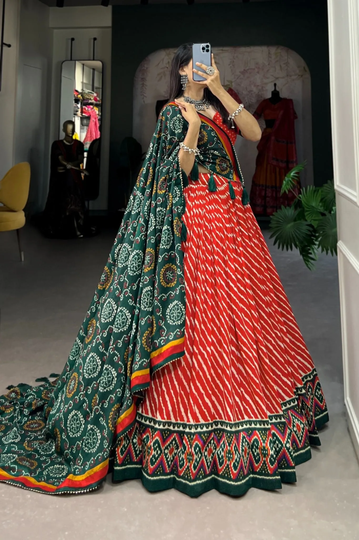 Gorgeous Patola Leheriyu Print Lehenga Choli